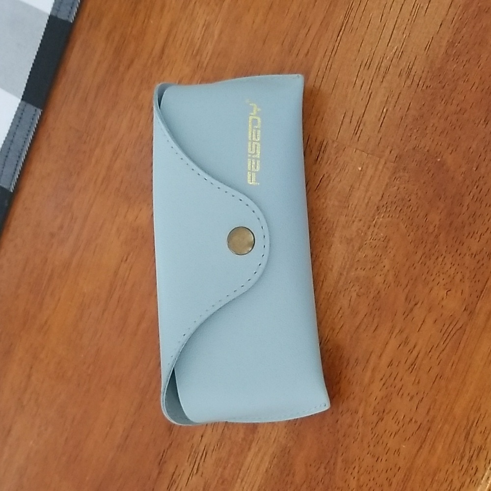 Feisedi Blue Eyeglass Case Faux Leather Protective Case for Eyewear